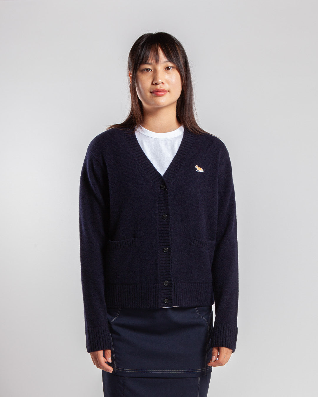 Maison Kitsuné Baby Fox Patch Boxy Cardigan Navy