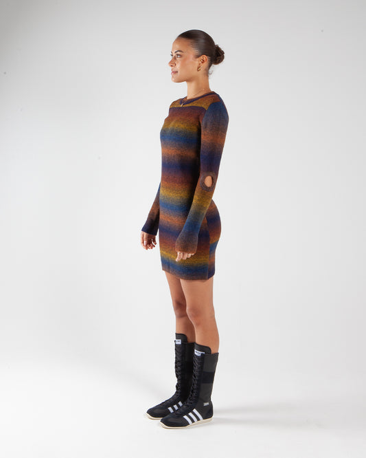 Aries Arise Boucle Sapce Dye Holey Knit Dress Multi