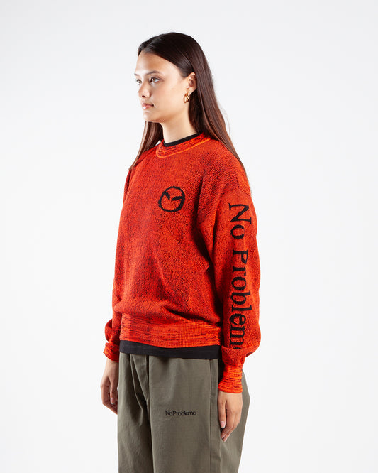 Aries Arise Glitch Alien-O Crew Neck Knit Orange