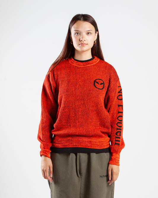 Aries Arise Glitch Alien-O Crew Neck Knit Orange