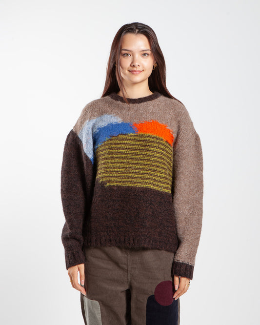 Brain Dead Boxy Knit Sweater Brown