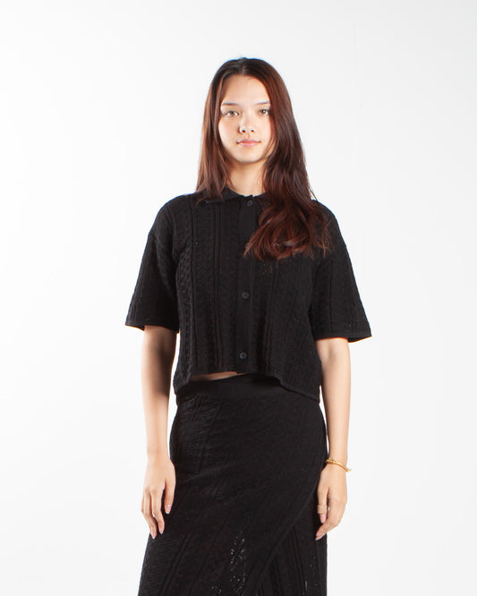 Holzweiler Kelp Crochet Shirt Black