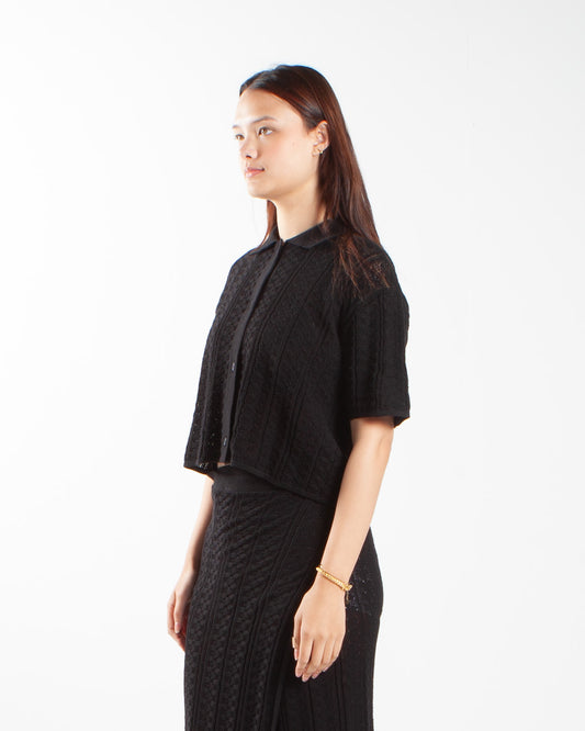 Holzweiler Kelp Crochet Shirt Black