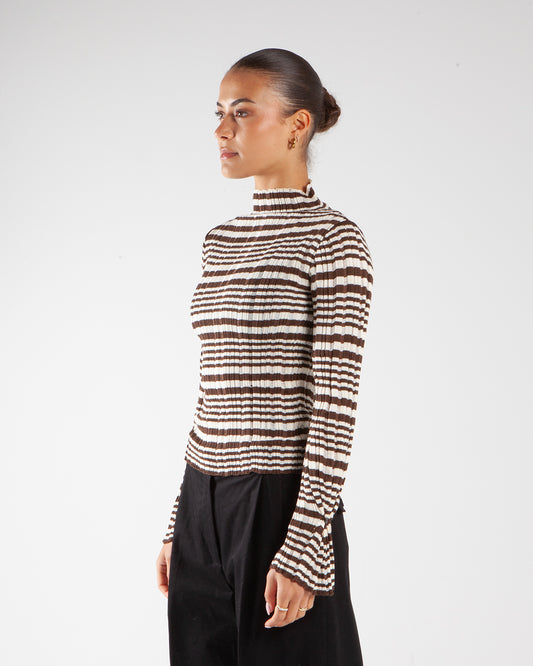 Holzweiler Rib Stripe Turtleneck Brown Mix