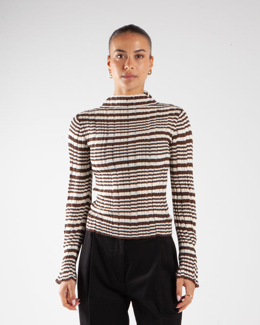 Holzweiler Rib Stripe Turtleneck Brown Mix