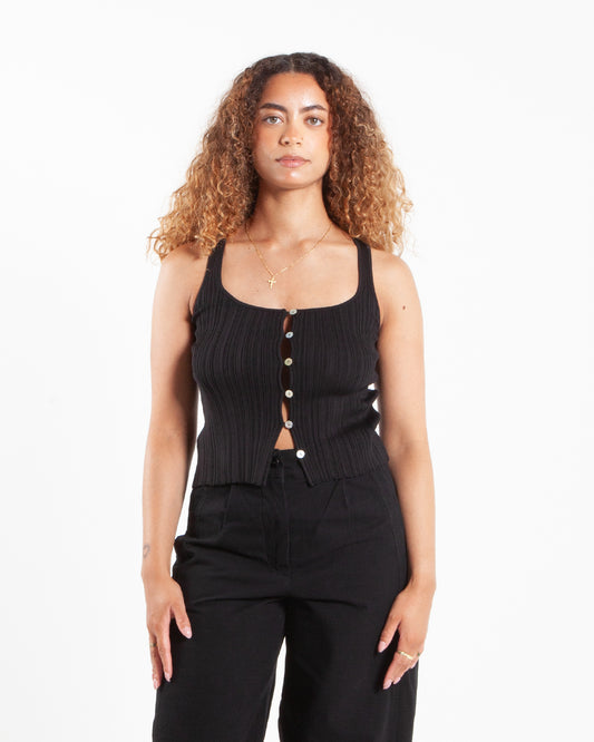 Holzweiler Uneven Rib Knit Singlet Black