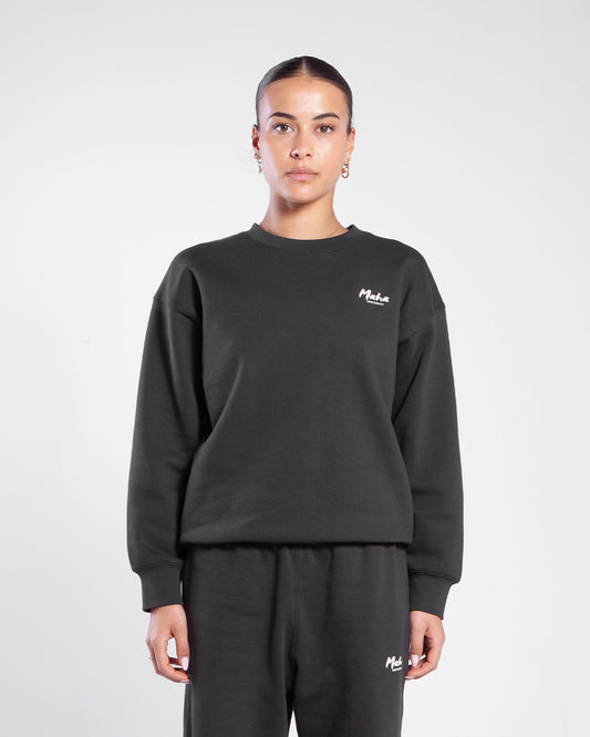 Maha Amsterdam Basic Crew Sweater Washed Black