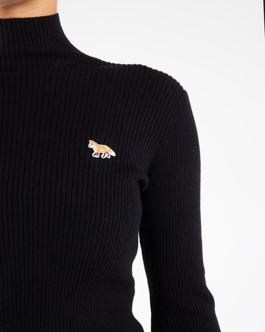 Maison Kitsune Baby Fox Patch Fine Ribbed Turtleneck Black