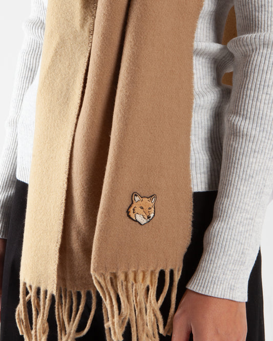 Maison Kitsune Bold Fox Head Double Face Scarf Chino Beige