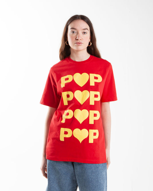 Pop Trading Company Hearts T-Shirt Haute Red