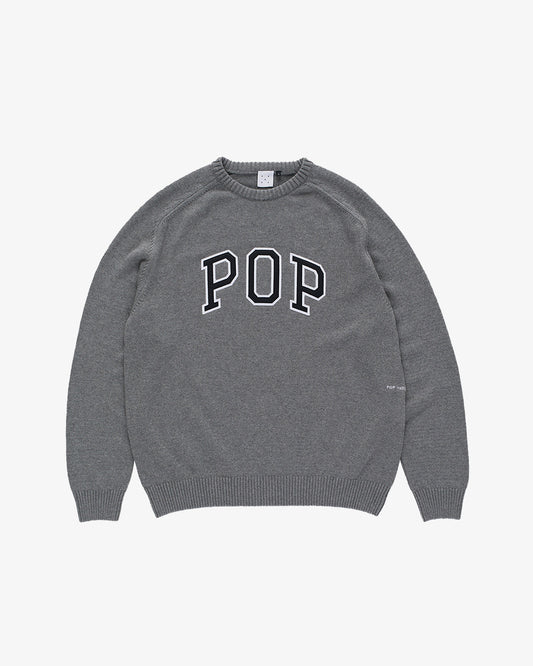 Pop Trading Company Knitted Arch Crewneck Grey Heather