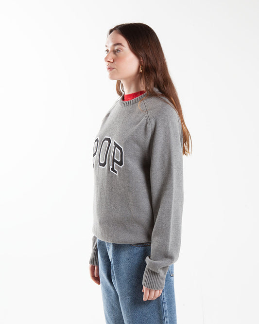 Pop Trading Company Knitted Arch Crewneck Grey Heather