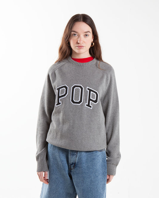 Pop Trading Company Knitted Arch Crewneck Grey Heather