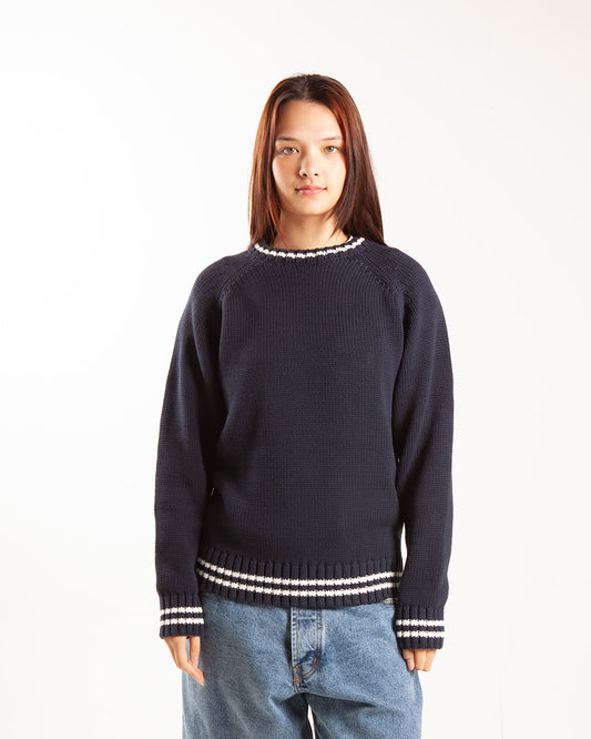 Pop Trading Company Knitted Logo Crewneck Navy