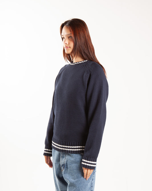 Pop Trading Company Knitted Logo Crewneck Navy