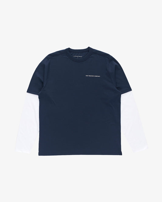 Pop Trading Company Logo Sleeve T-Shirt Navy