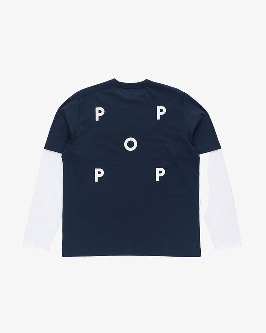 Pop Trading Company Logo Sleeve T-Shirt Navy