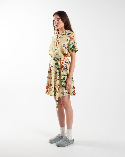 Potato Head Bali Made Women's Shirt Dress Light Yellow