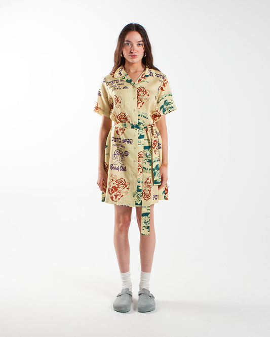 Potato Head Bali Made Women's Shirt Dress Light Yellow