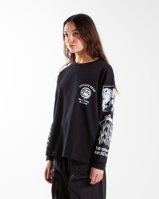 Potato Head PH Long Sleeve Printed T-Shirt Black