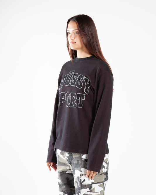 Stüssy 2Tone Cotton Mesh LS Crew Black