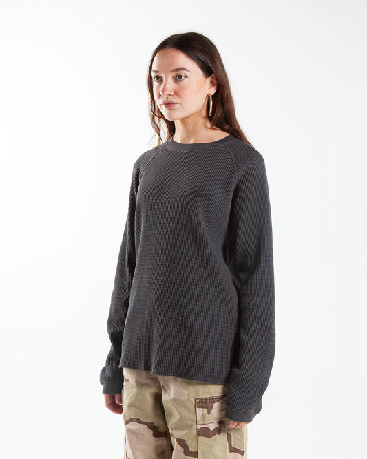 Stüssy Raglan Thermal Basic Stock Washed Black