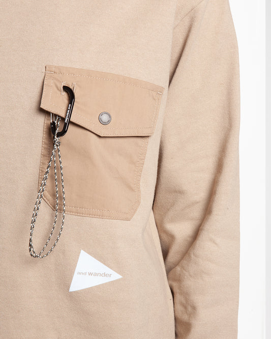 and wander Heavy Cotton Pocket LS Light Beige