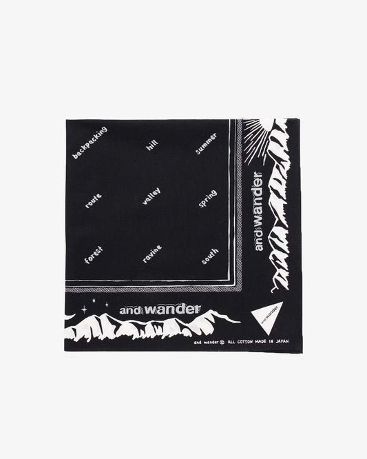 and wander Reflective Words Bandana Black