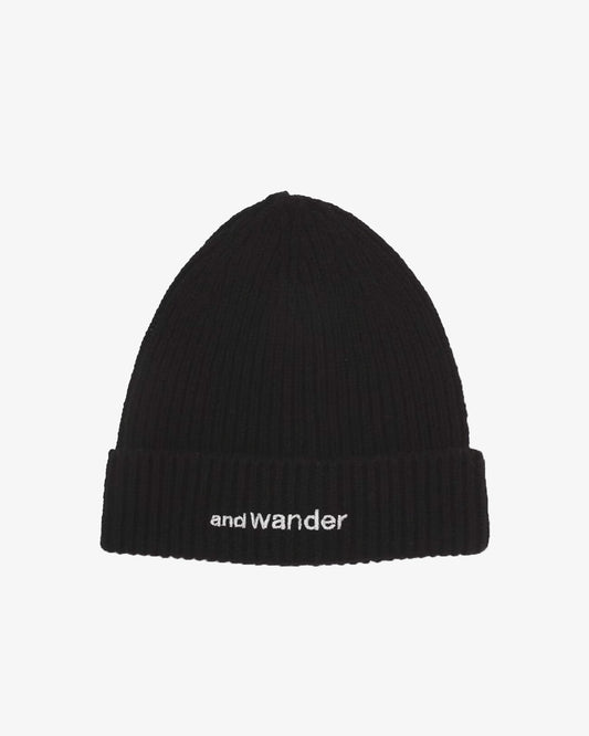 and wander Shetland Wool Knit Cap Black