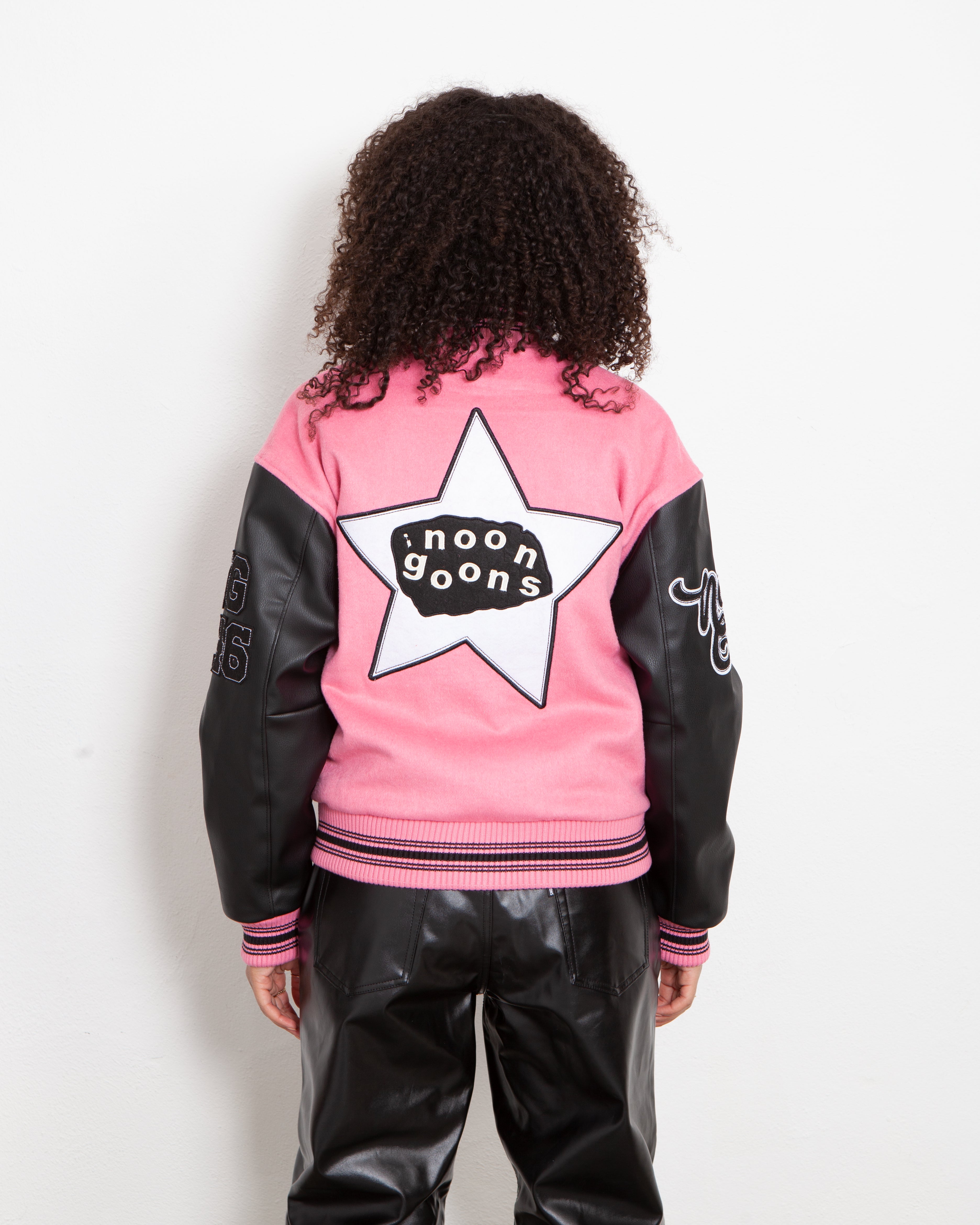 Noon Goons Hollywood High Varsity Jacket Pink/Black